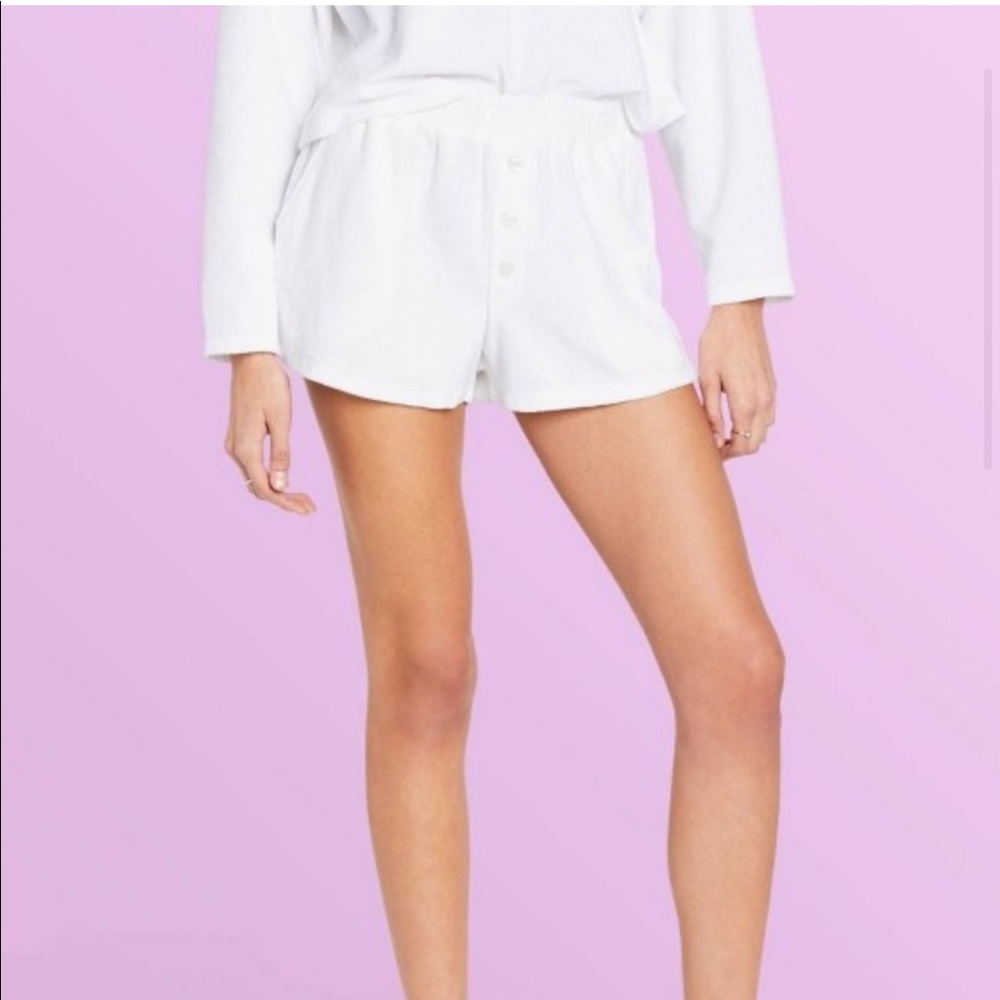 NWT Stoney clover lane x target Women's terry cloth beach shorts, white, size L